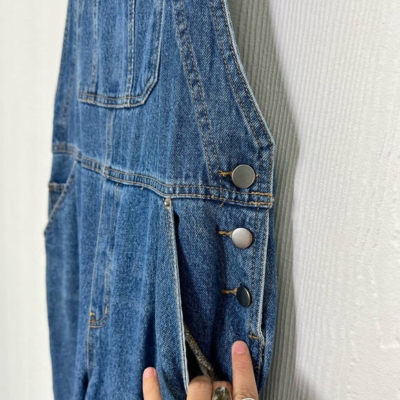 H&M - Relaxed Soft Blue Adjustable Straps Straight Leg Denim Overalls Size S - Picture 8 of 14